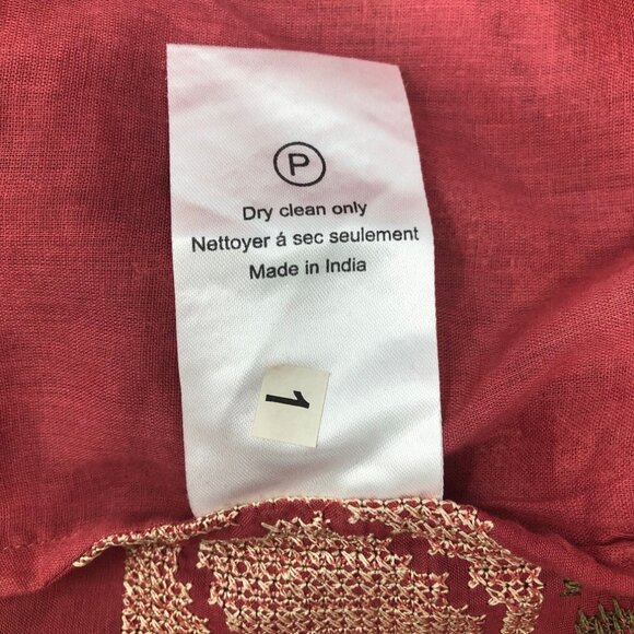 Anthropologie Payal Pratap Red Cross Stitch Embroidered Blouse Size 4 - Picture 9 of 9